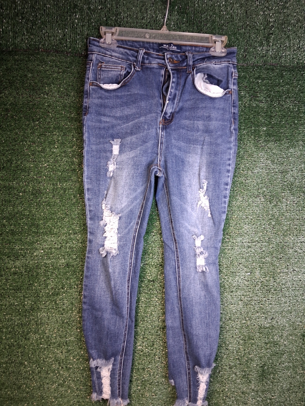 Wax Jean Women's Distressed Indigo Skinny Jeans